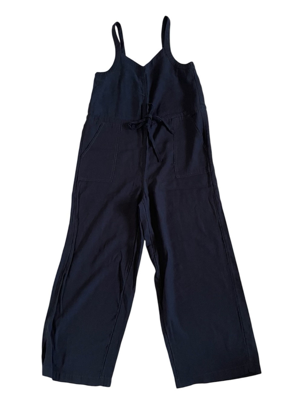 Black Wide-Leg Jumpsuit with Tie Waist - Picture 4 of 6